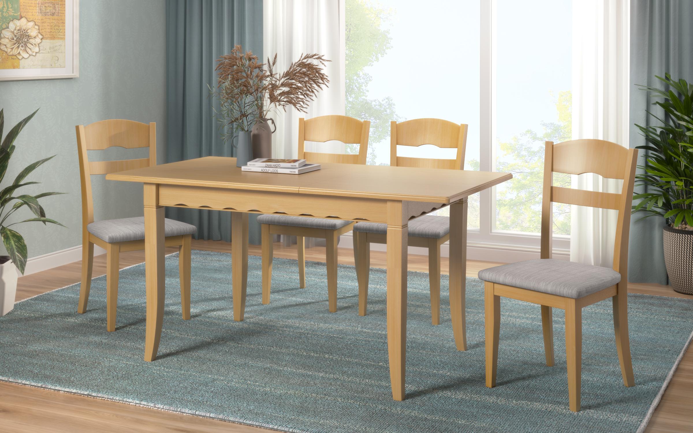 Dining chair Elido, beech with grey seat  1